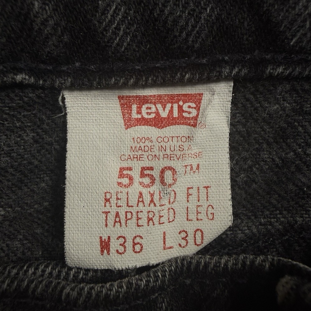 Vintage 1994 Levis 550 Jeans Mens 38x30 Black Relaxed Tapered USA Denim - Picture 7 of 13